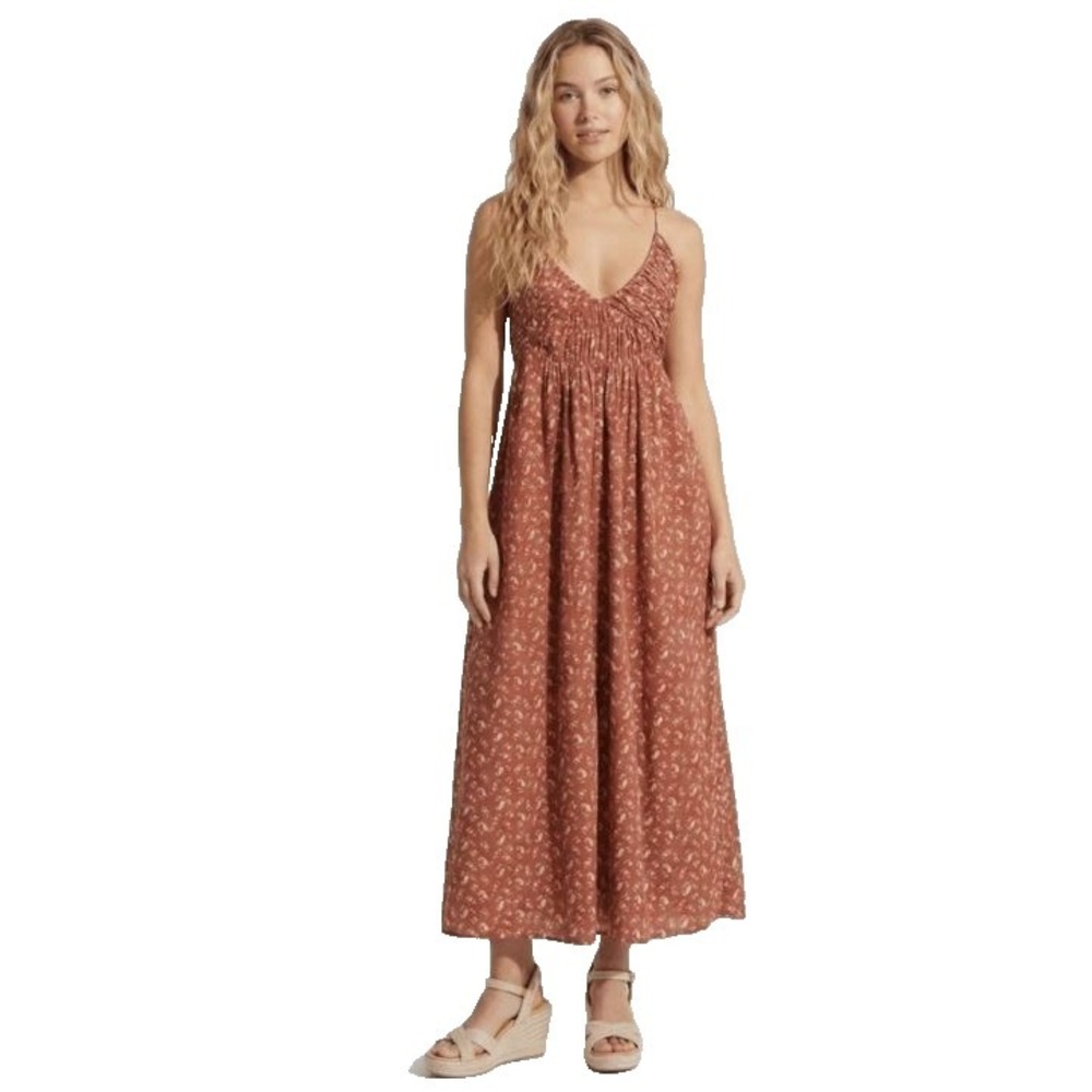 Treasure & Bond Womens Small Floral Maxi Dress Open Back Boho Cottagecore